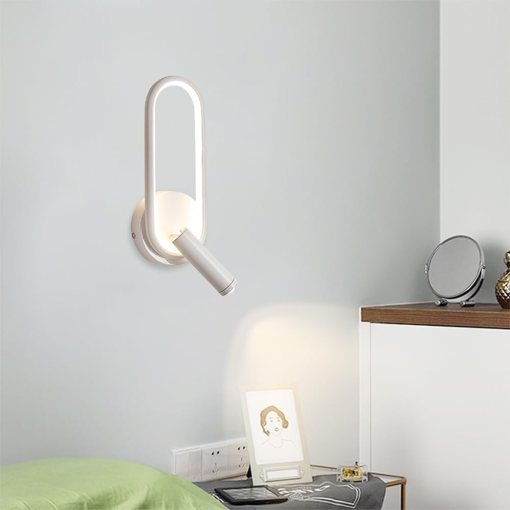 LED Wall Sconce Lighting with Adjustable Book Light for Bedroom and Hotel – Modern Design in Black and White 2