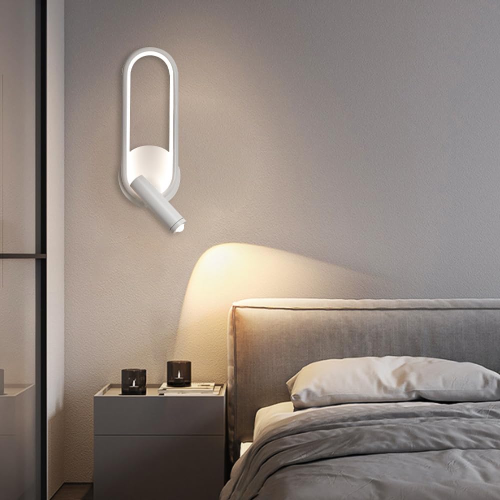 LED Wall Sconce Lighting with Adjustable Book Light for Bedroom and Hotel – Modern Design in Black and White 5