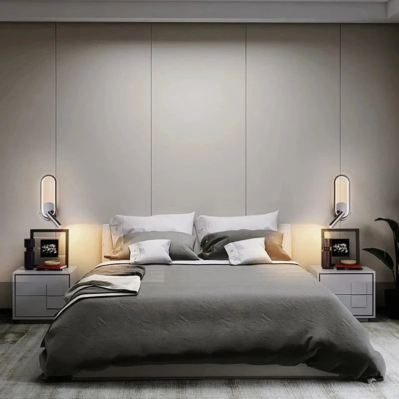LED Wall Sconce Lighting with Adjustable Book Light for Bedroom and Hotel – Modern Design in Black and White 8