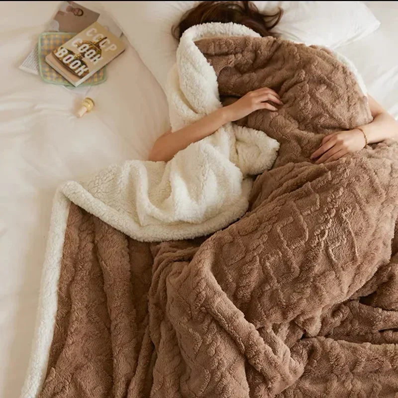 Lambswool and Fleece Winter Blanket – Soft and Warmest Blanket for Sofa and Bed, Cozy Comfort for Cold Days 0