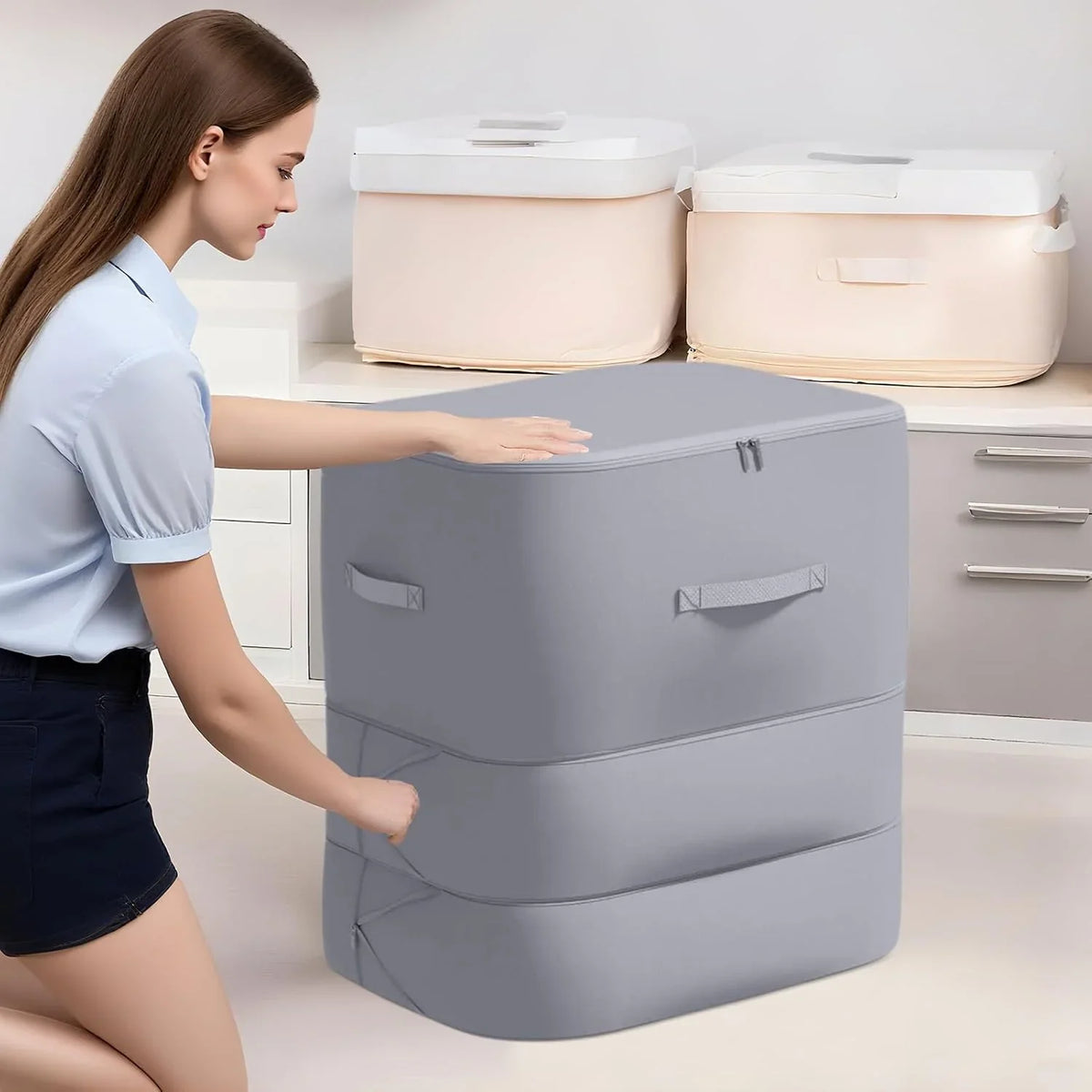 Large Dustproof Duvet Storage Bag Self-Compression-Storage & Organization-Homely Dreams-Cream-Homely Dreams