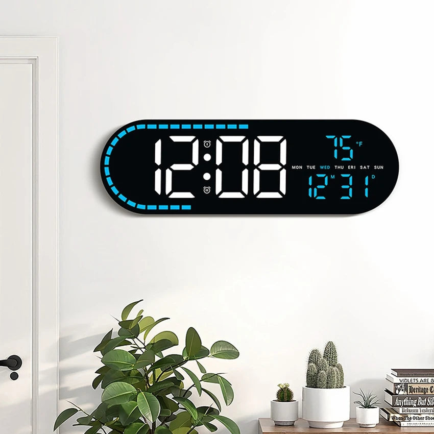 Large LED Digital Wall Clock - Time, Temperature & Date Display 2