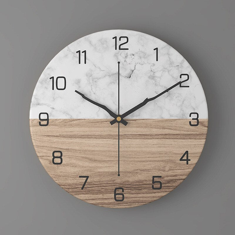 Large Modern Wall Clock - Elegant Marble Look & Silent Quartz Movement 0