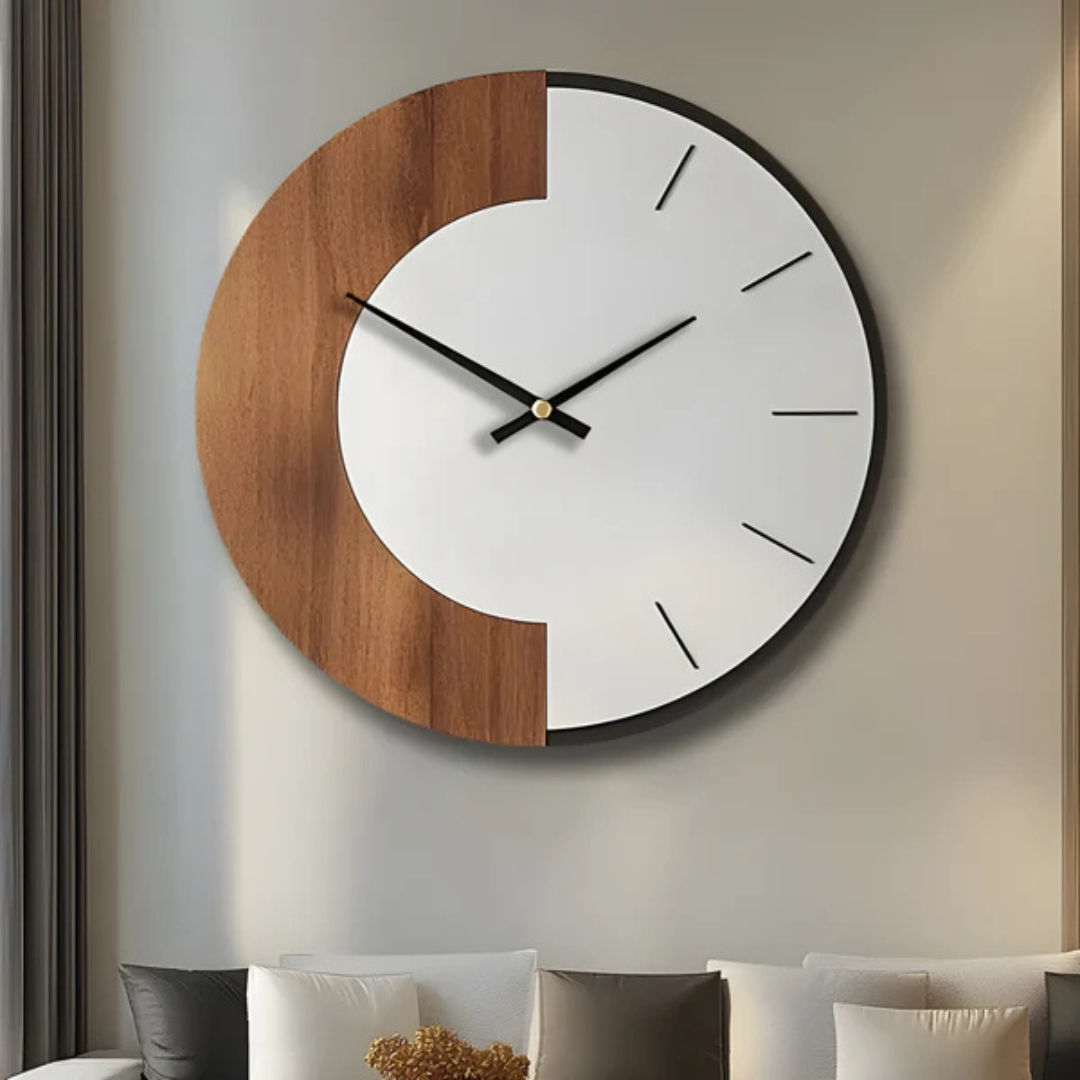 Large Wooden Wall Clock - Timeless Design with Silent Mechanism 0