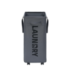 Laundry Basket 75 L Collapsible Oxford Fabric Metal Frame With Wheels 1