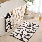 Leaf Pattern Bath Mat - Soft Microfiber, Non-Slip Safety & Comfort 1