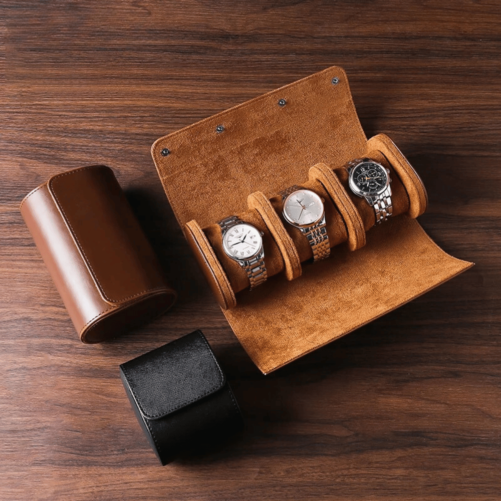 Leather Watch Case - Elegant Organizer for 1-3 Timepieces, Travel Friendly 1