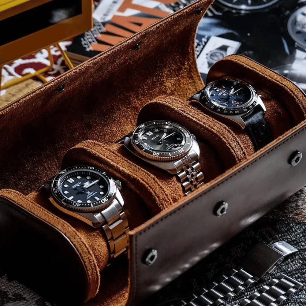 Leather Watch Case - Elegant Organizer for 1-3 Timepieces, Travel Friendly 2