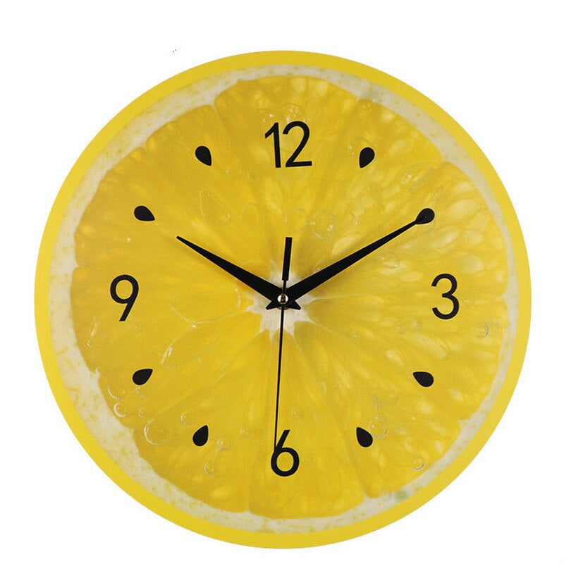 Lemon Wall Clock - Silent Quartz Kitchen Clock Decor with Bright Design 0
