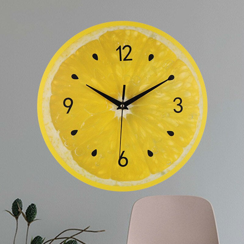 Lemon Wall Clock - Silent Quartz Kitchen Clock Decor with Bright Design 1