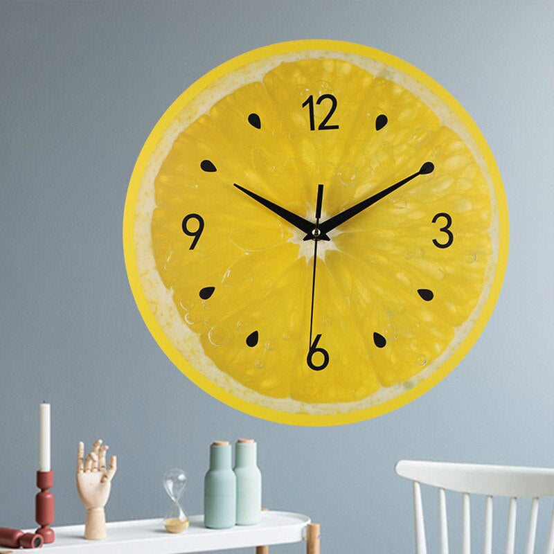 Lemon Wall Clock - Silent Quartz Kitchen Clock Decor with Bright Design 4