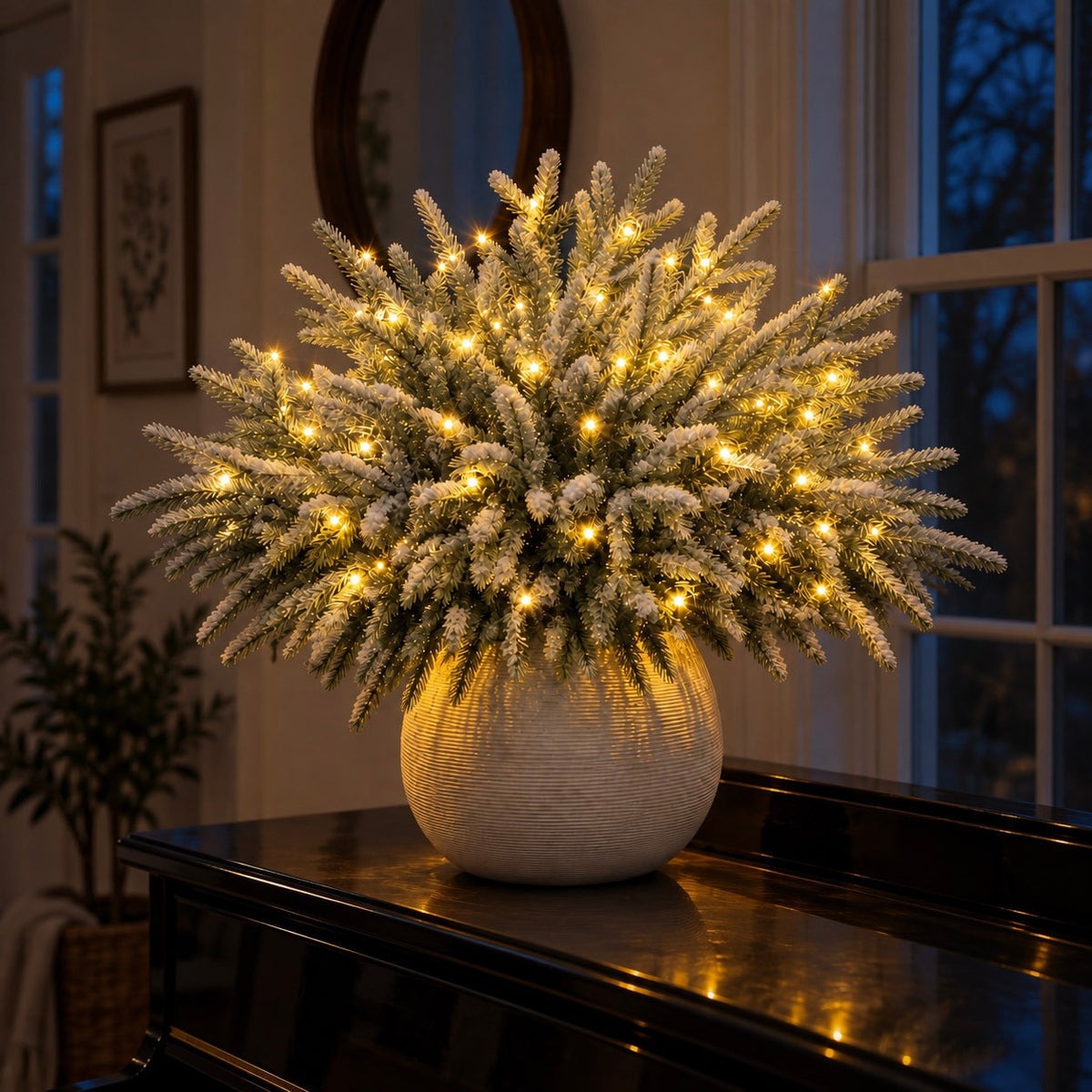 Lighted Artificial Pine Branches with Warm LED Lights, 41cm 12