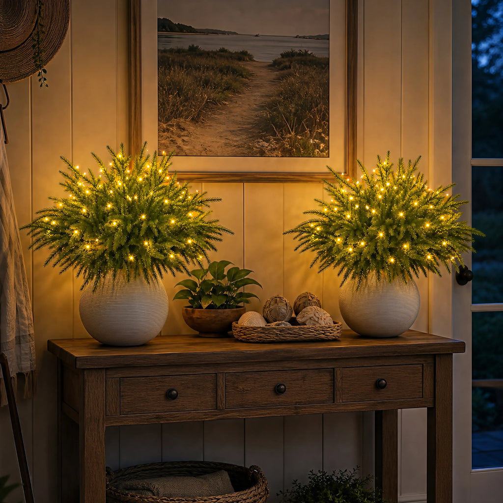Lighted Artificial Pine Branches with Warm LED Lights, 41cm 17