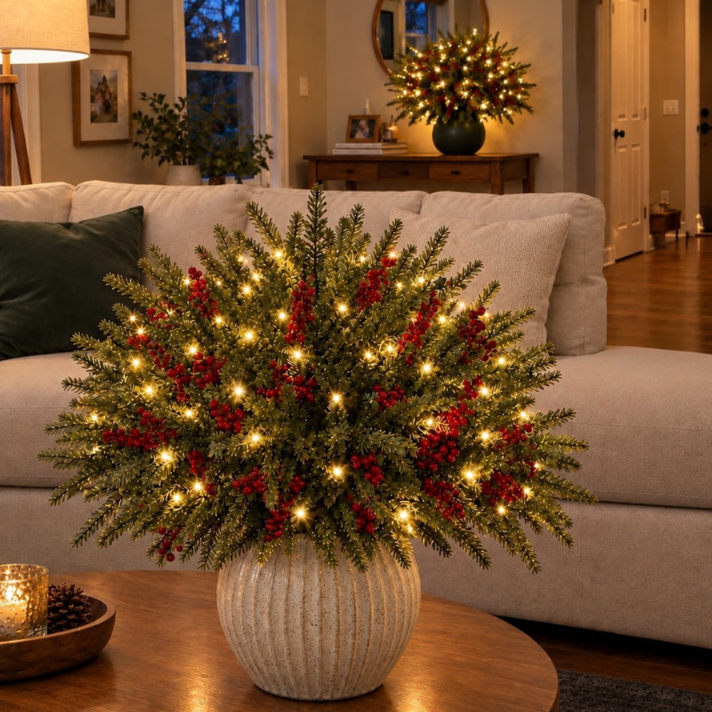 Lighted Artificial Pine Branches with Warm LED Lights, 41cm 4
