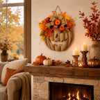 Lighted Burlap Pumpkin Wreath - 8 LED Modes for Cozy Fall Decor 2