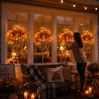 Lighted Burlap Pumpkin Wreath - 8 LED Modes for Cozy Fall Decor 5