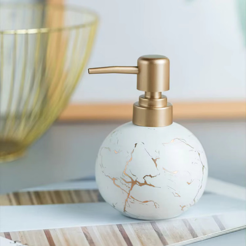 Liquid Soap Dispenser Marble Finish Pump Decorative Countertop A1