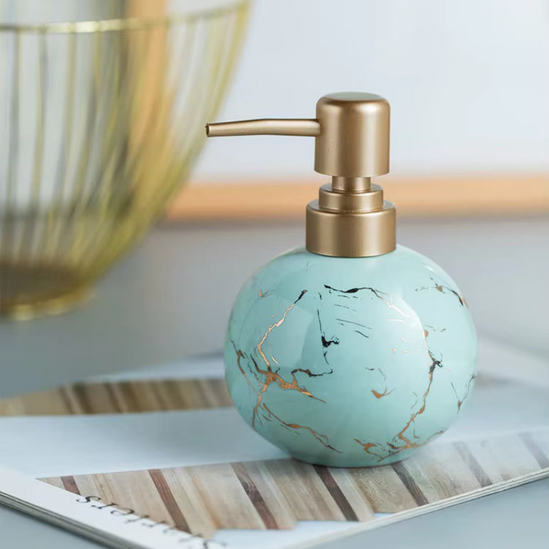 Liquid Soap Dispenser Marble Finish Pump Decorative Countertop A2