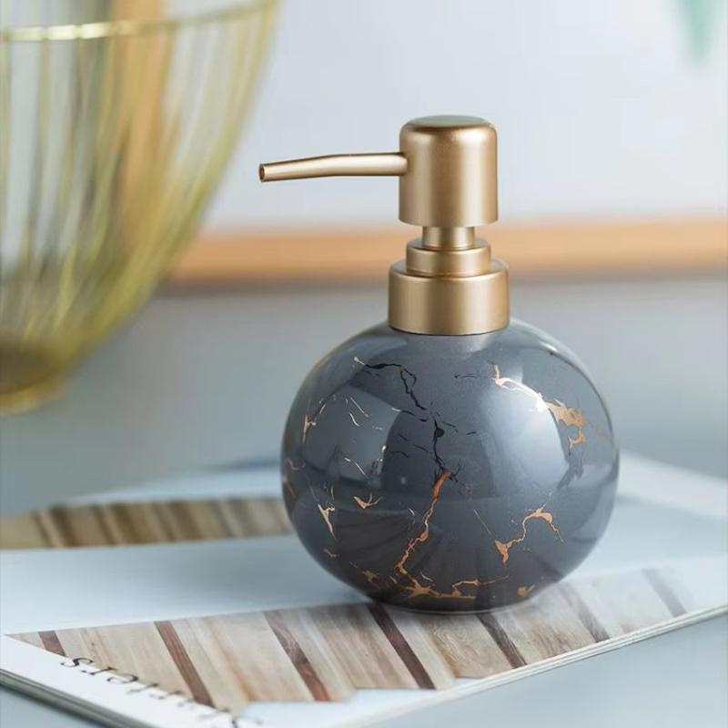 Liquid Soap Dispenser Marble Finish Pump Decorative Countertop A3