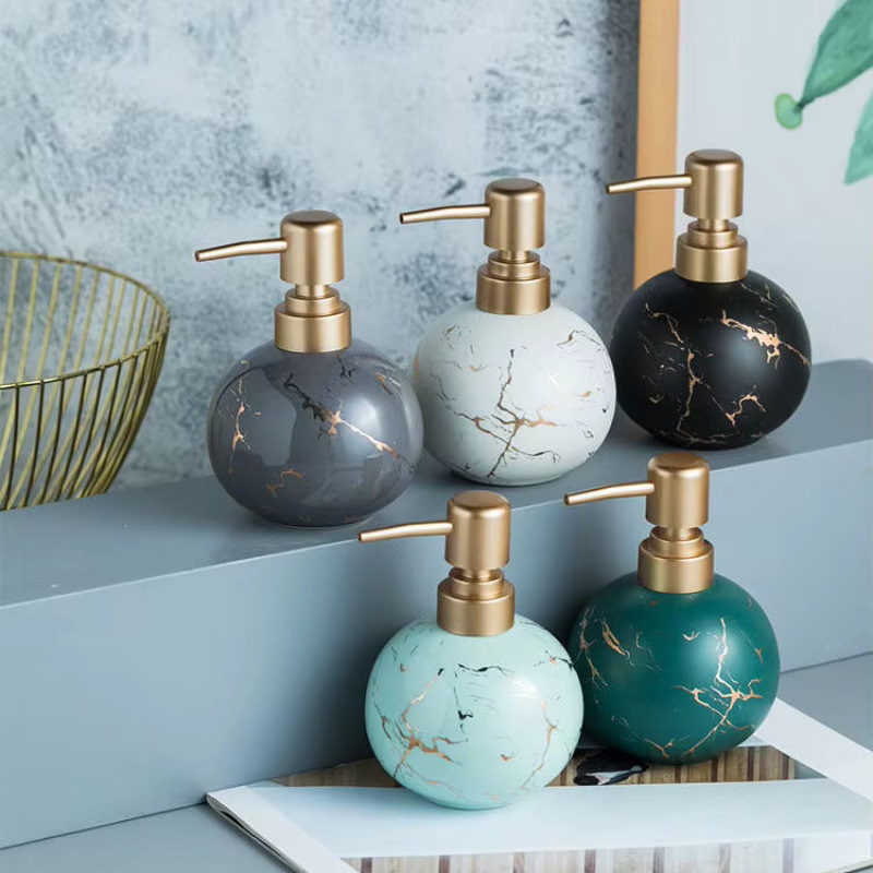 Liquid Soap Dispenser Marble Finish Pump Decorative Countertop A6