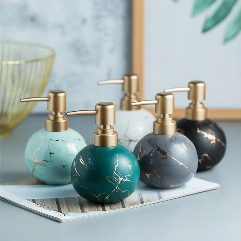 Liquid Soap Dispenser Marble Finish Pump Decorative Countertop A7