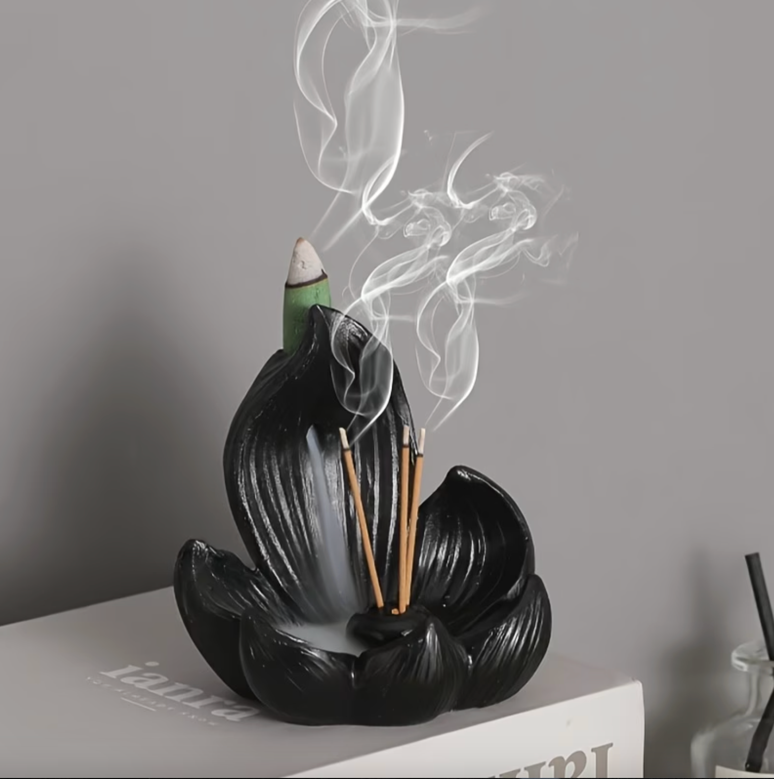 Lotus Incense Fountain - Elegant Ceramic Backflow Incense Burner 2