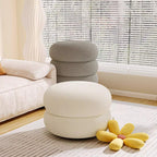 Low Round Stool - Soft Sherpa Fabric & Solid Wood Frame for Cozy Seating 6