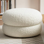 Low Round Stool - Soft Sherpa Fabric & Solid Wood Frame for Cozy Seating 8