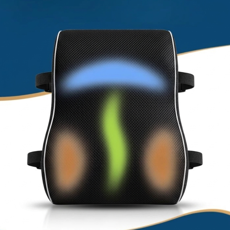 Lumbar Support Pillow Memory Foam 13.5 x 12.5 x 4 in Removable Cover Black 1