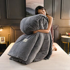 Velvet Fleece Duvet Cover, Soft Machine-Washable Bedding-Blanket-Homely Dreams-150x200cm incl.2 Pillowcases-Gray-Homely Dreams