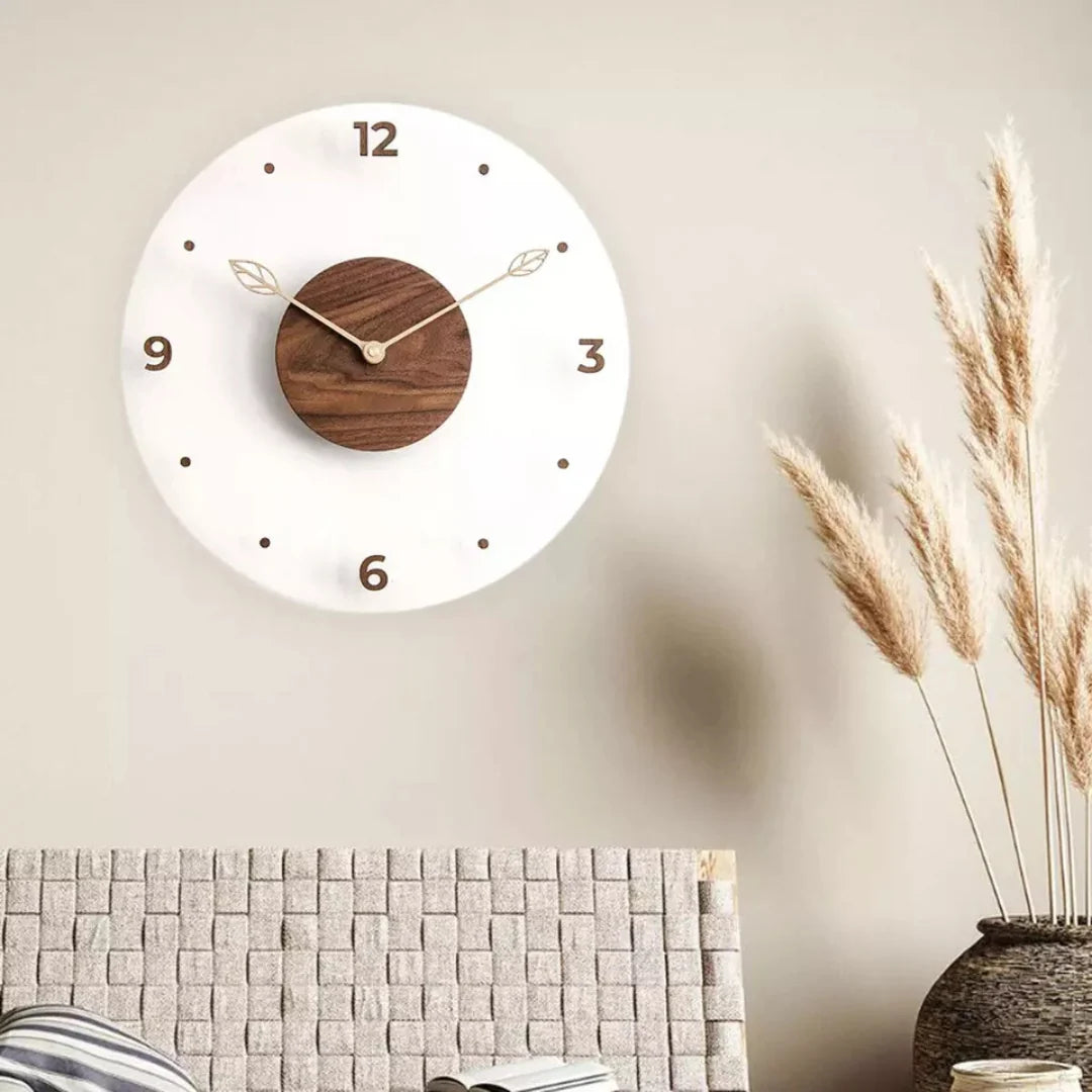 Luxury Modern Wall Clock Decor with Walnut Center and Silent Quartz Movement – Acrylic Face and Gold Hands 2