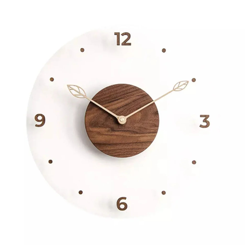 Luxury Modern Wall Clock Decor with Walnut Center and Silent Quartz Movement – Acrylic Face and Gold Hands 3