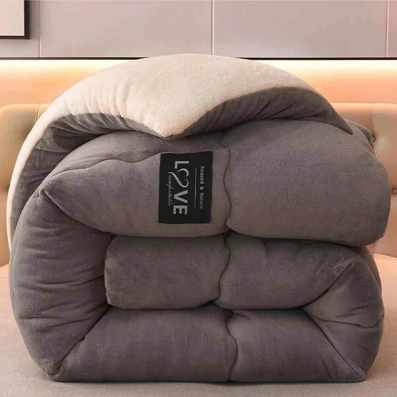 Luxury Winter Duvet with Double Flannel Fleece-Blanket-Homely Dreams-Gray-100x150cm-Homely Dreams