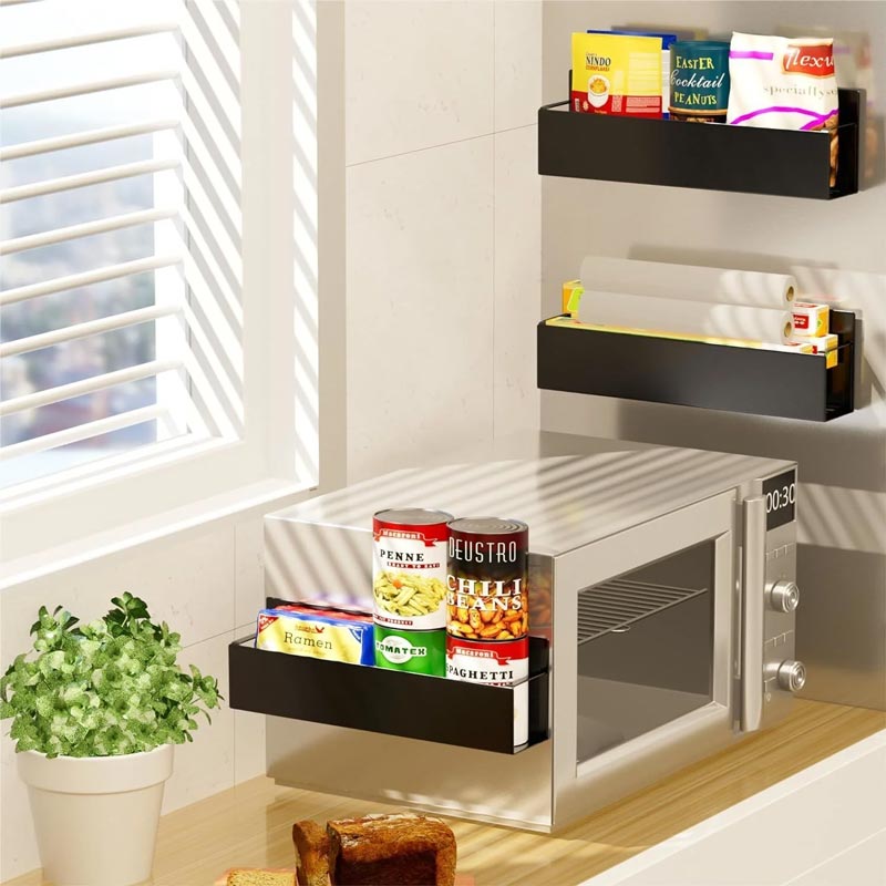 Magnetic Spice Organizer Carbon Steel Black with Accessory Hooks 4