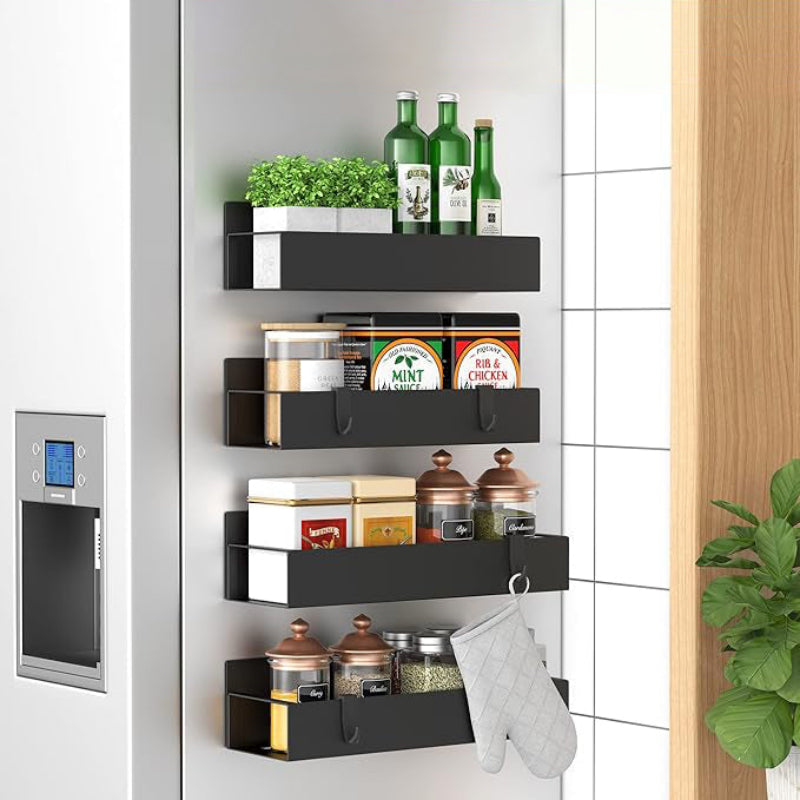 Magnetic Spice Organizer Carbon Steel Black with Accessory Hooks 5
