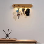 Magnetic Wooden Key Holder for Wall with Motion Sensor LED Nightlight, Natural Beech Wood, Rechargeable 1W LED 2