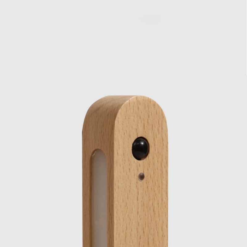 Magnetic Wooden Key Holder for Wall with Motion Sensor LED Nightlight, Natural Beech Wood, Rechargeable 1W LED 5