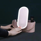 Makeup Organizer Box - Portable Vanity Organizer with LED Light Mirror 2