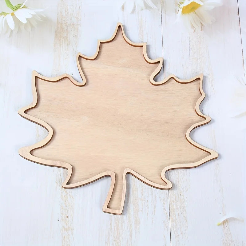 Maple Leaf Serving Tray - Food-Safe Wood Tray for Fall Desserts 5