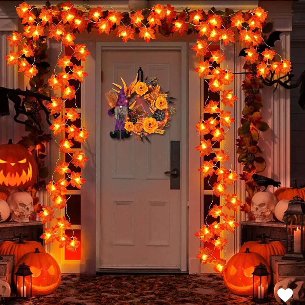Maple Leaf String Lights - Warm LED Glow for Outdoor Fall Decor, 2M-6M 2