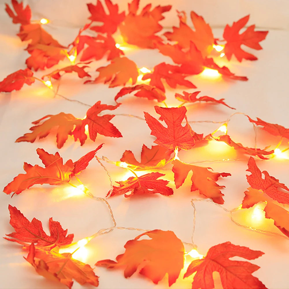 Maple Leaf String Lights - Warm LED Glow for Outdoor Fall Decor, 2M-6M 3