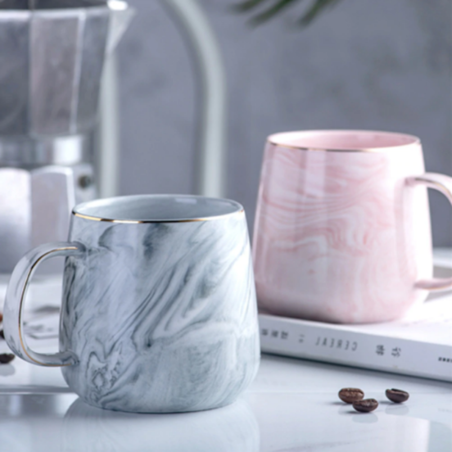 Marble Ceramic Mug - Unique Design with Gold Inlay Handle, Durable & Stylish 1