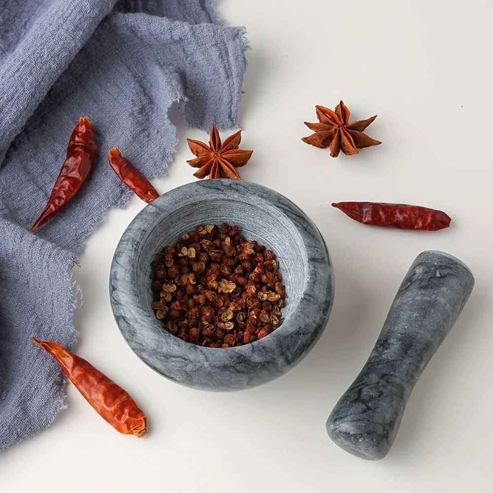 Marble Mortar and Pestle Set - Efficient Herb and Spice Grinder 4
