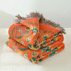 Marigold Reversible Throw Blanket - 100% Cotton, Dual-Sided Comfort 0