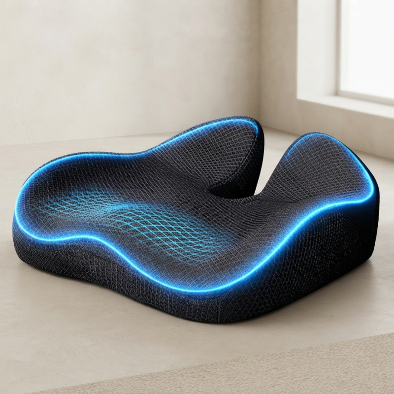 Memory Foam Seat Cushion Tailbone Cutout Non Slip Base 01