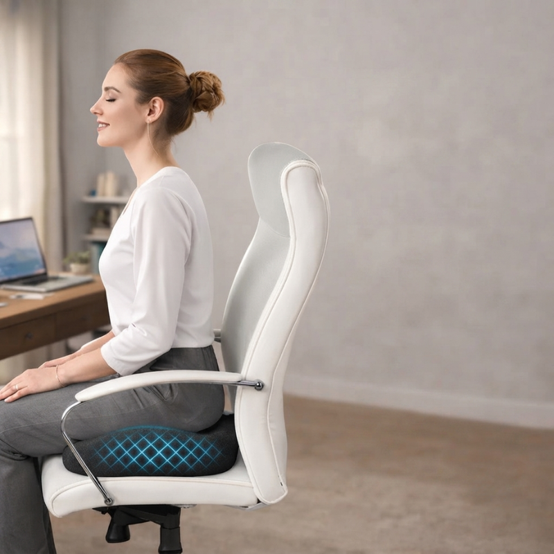 Memory Foam Seat Cushion Tailbone Cutout Non Slip Base 04