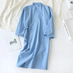 MenÕs Cotton Kimono Nightgown Ð Soft, Breathable Nightshirt for Ultimate Comfort 2