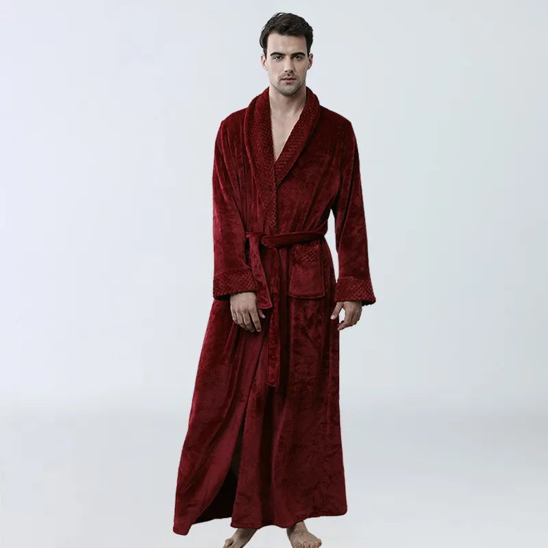 MenÕs Coral Fleece Bathrobe Ð Soft Long Dressing Gown for Ultimate Comfort & Warmth 1