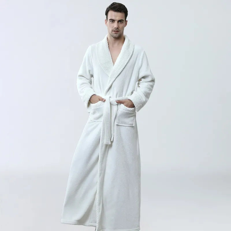 MenÕs Coral Fleece Bathrobe Ð Soft Long Dressing Gown for Ultimate Comfort & Warmth 4