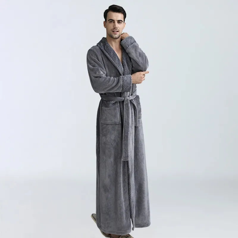 MenÕs Coral Fleece Bathrobe Ð Soft Long Dressing Gown for Ultimate Comfort & Warmth 5